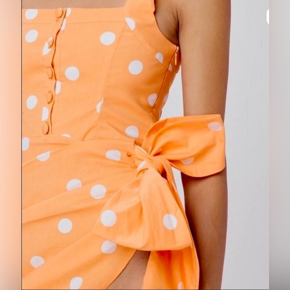 FOR LOVE & LEMONS TANGERINE AUBURN SARONG MINI DRESS , sz : medium - Picture 3 of 15